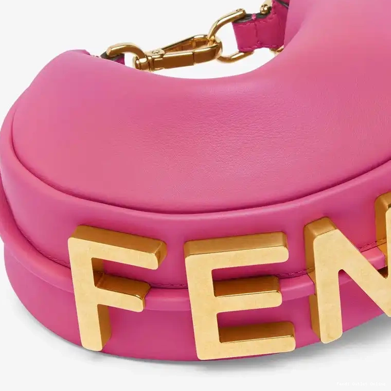 Cheap Fendigraphy Leather Mini In Calf Bag Hobo Fendi Rose 0619